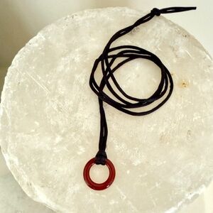 Cord pendant necklace with Carnelian stone